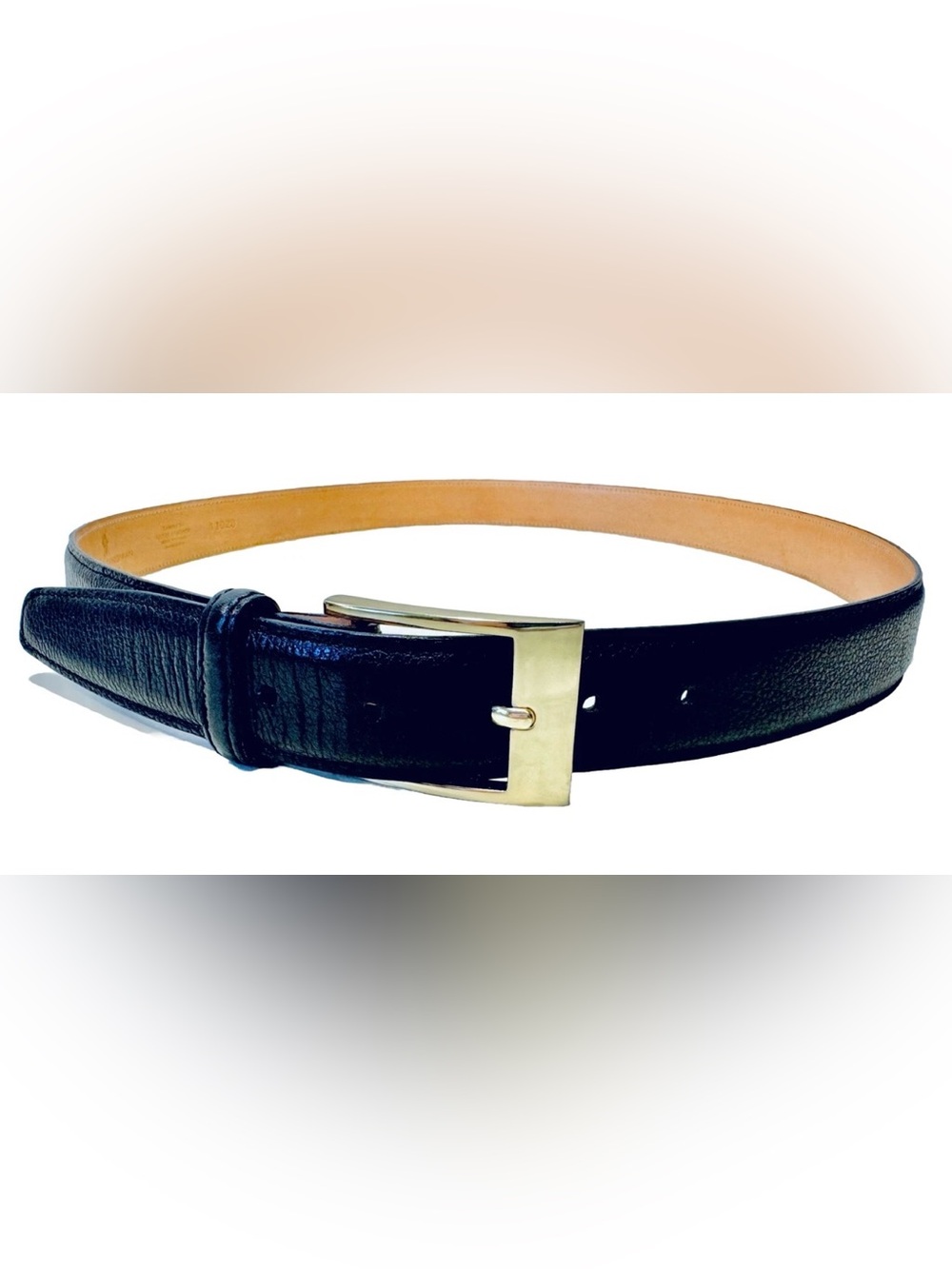 Martin Dingman Countrywear Mens 40 Black Tumbled Glove Leather Gold Buckle Belt